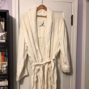 White Nautical terry cloth bathrobe size S/M